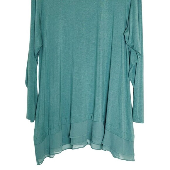 LOGO by Lori Goldstein 2X Button Up Cardigan Sweater Teal Lightweight Lace trim - Picture 8 of 8